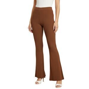 Charlie Holiday Ribbed Flare Pants Brown Organic Cotton Women Size 6 NWT